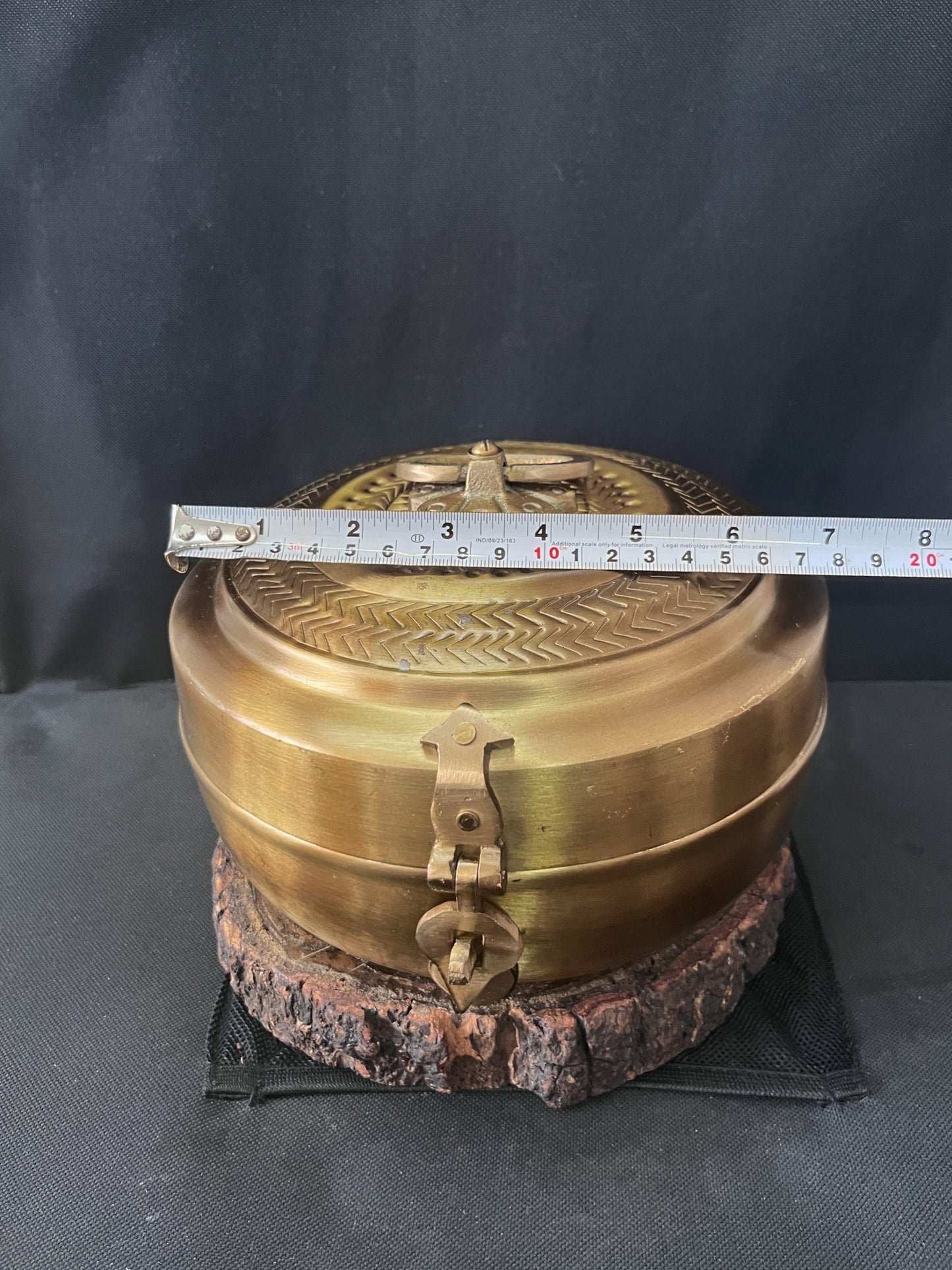 Brass Vintage Kadi Dabba With Lock - Bombay Antique Approved - Bombay Antiques