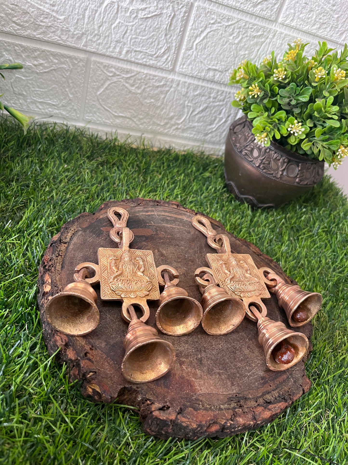 Brass Hanging Bells In Pair - Antique Hanging Decor Items - Bombay Antiques