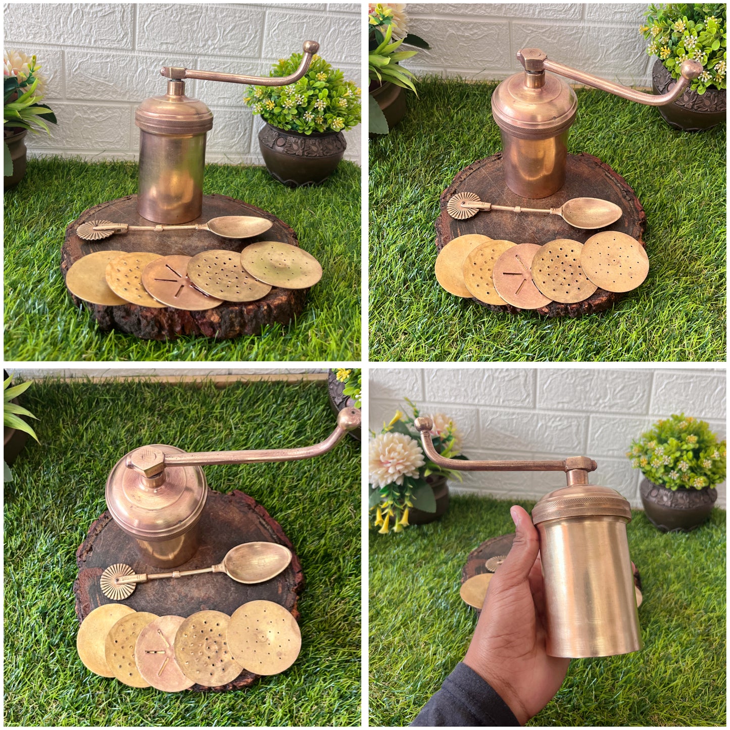Brass Chakali Maker With Dough Cutter -Antique Mould - Bombay Antiques