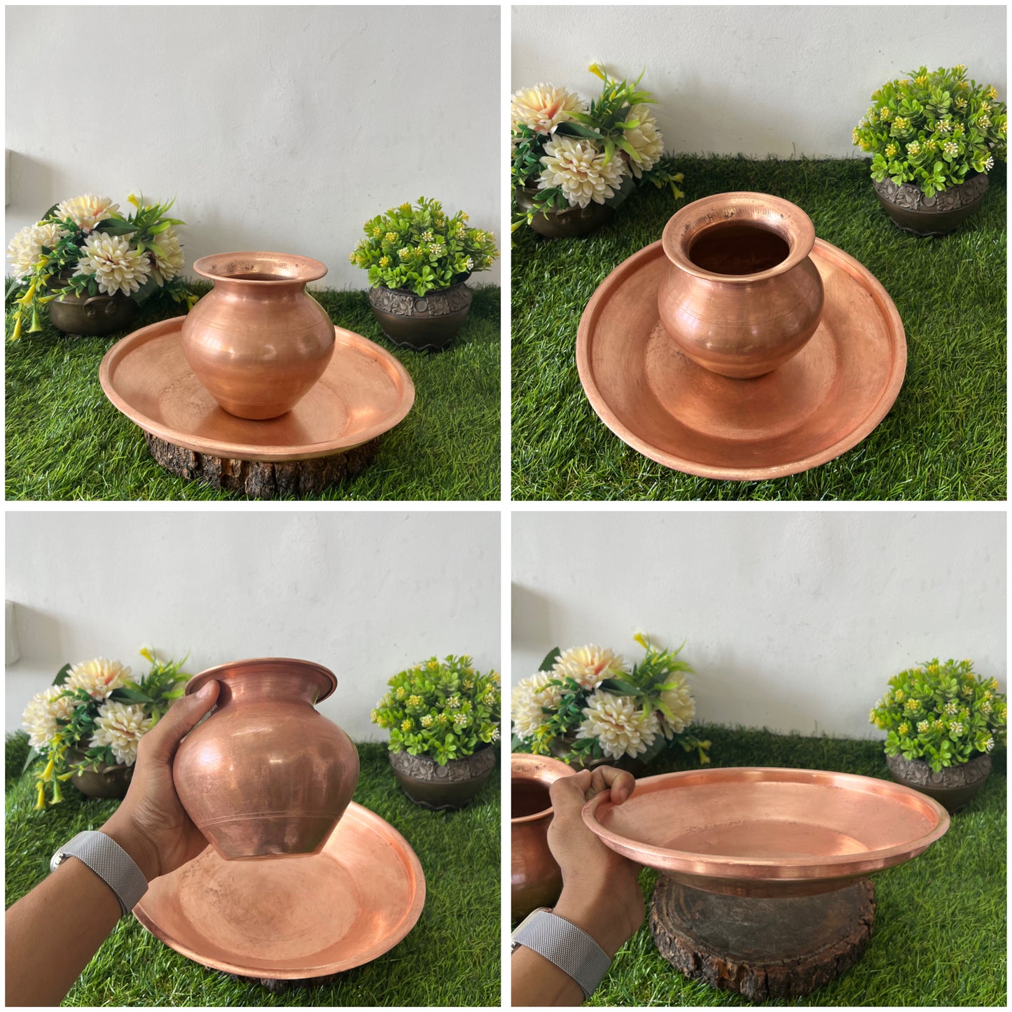 Antique Copper Plate With Kalash - Bombay Antiques