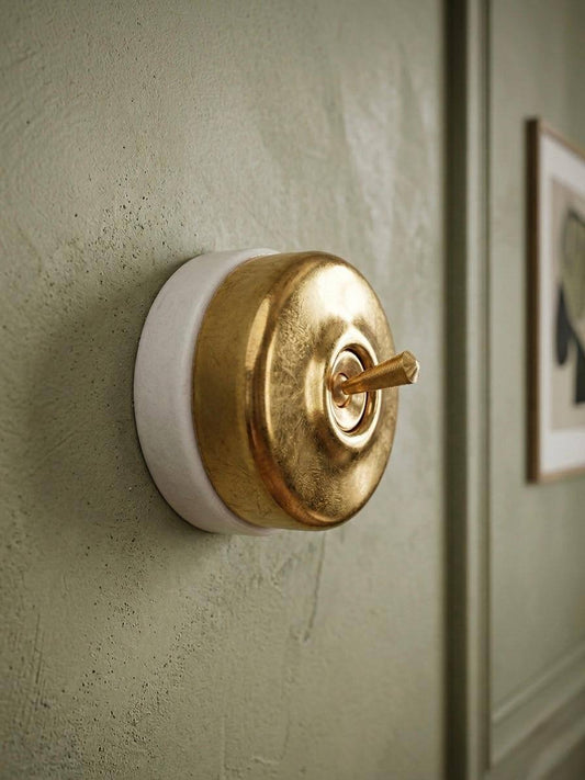 Peetal Vintage Brass Toggle Light Switches Set of 6 with Panel | Brass Dome Gang Switch Board | Vintage 1950s