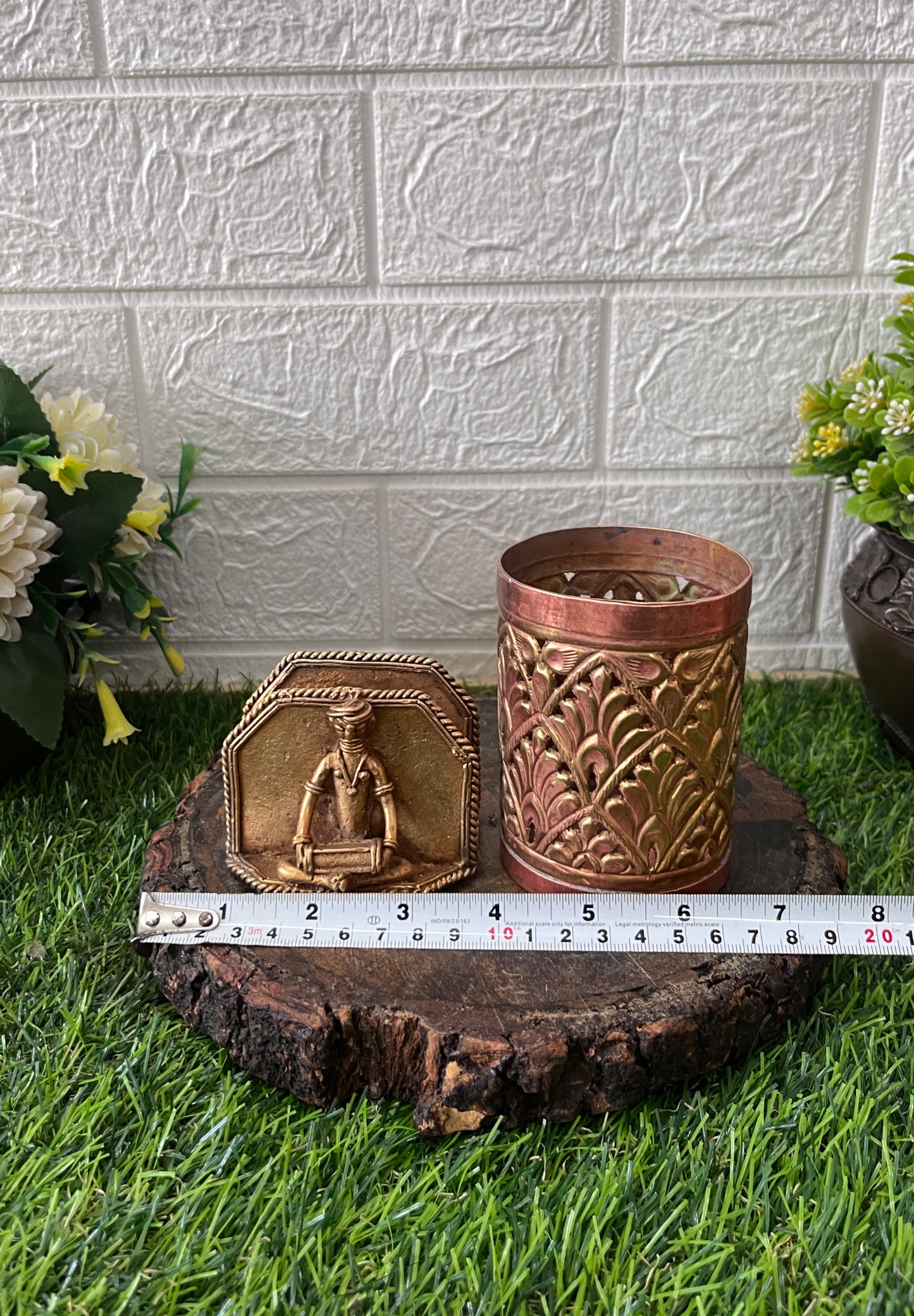 Brass Tissue And Copper Pen Holder In Pair - Antique Decors - Bombay Antiques