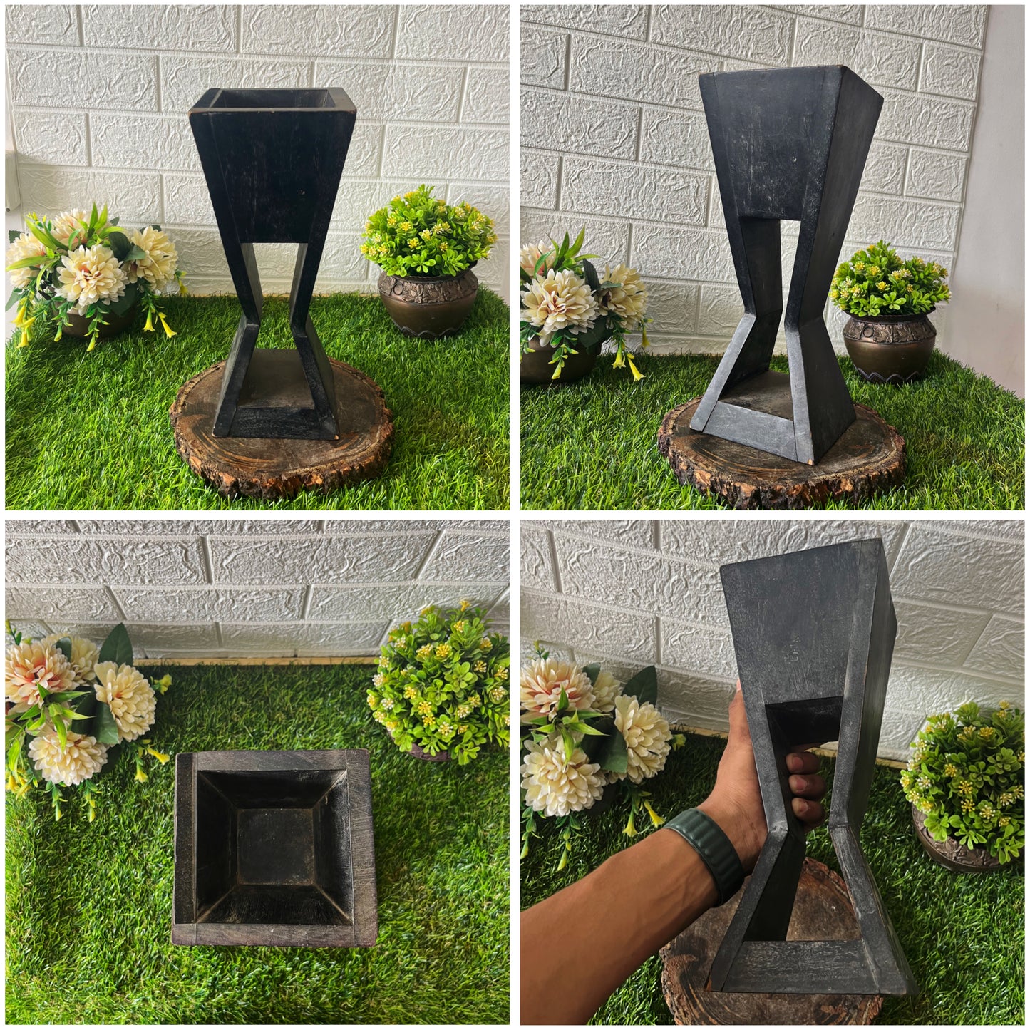 Antique Wooden Flower Pot - Bombay Antiques