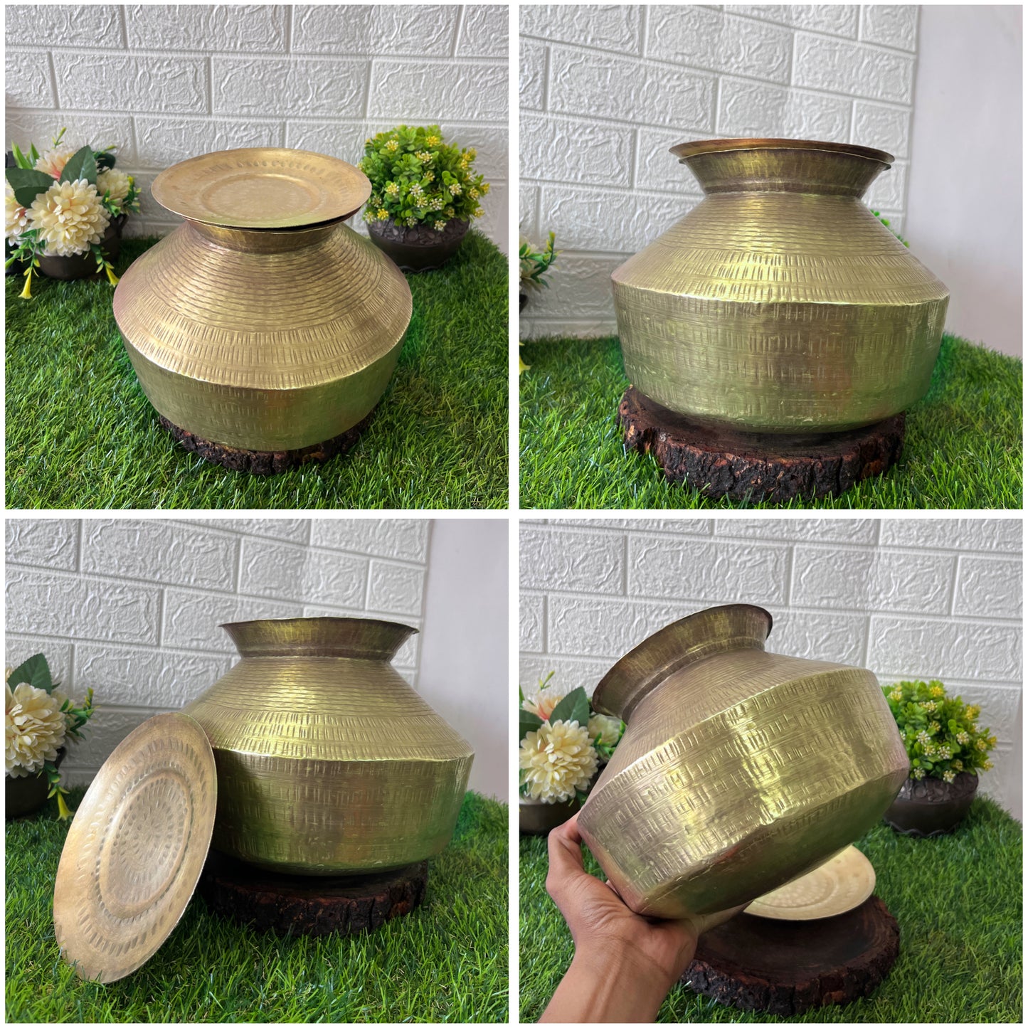 Brass Cooking Pot - Antique Brass Cooking Bowl With Lid - Bombay Antiques