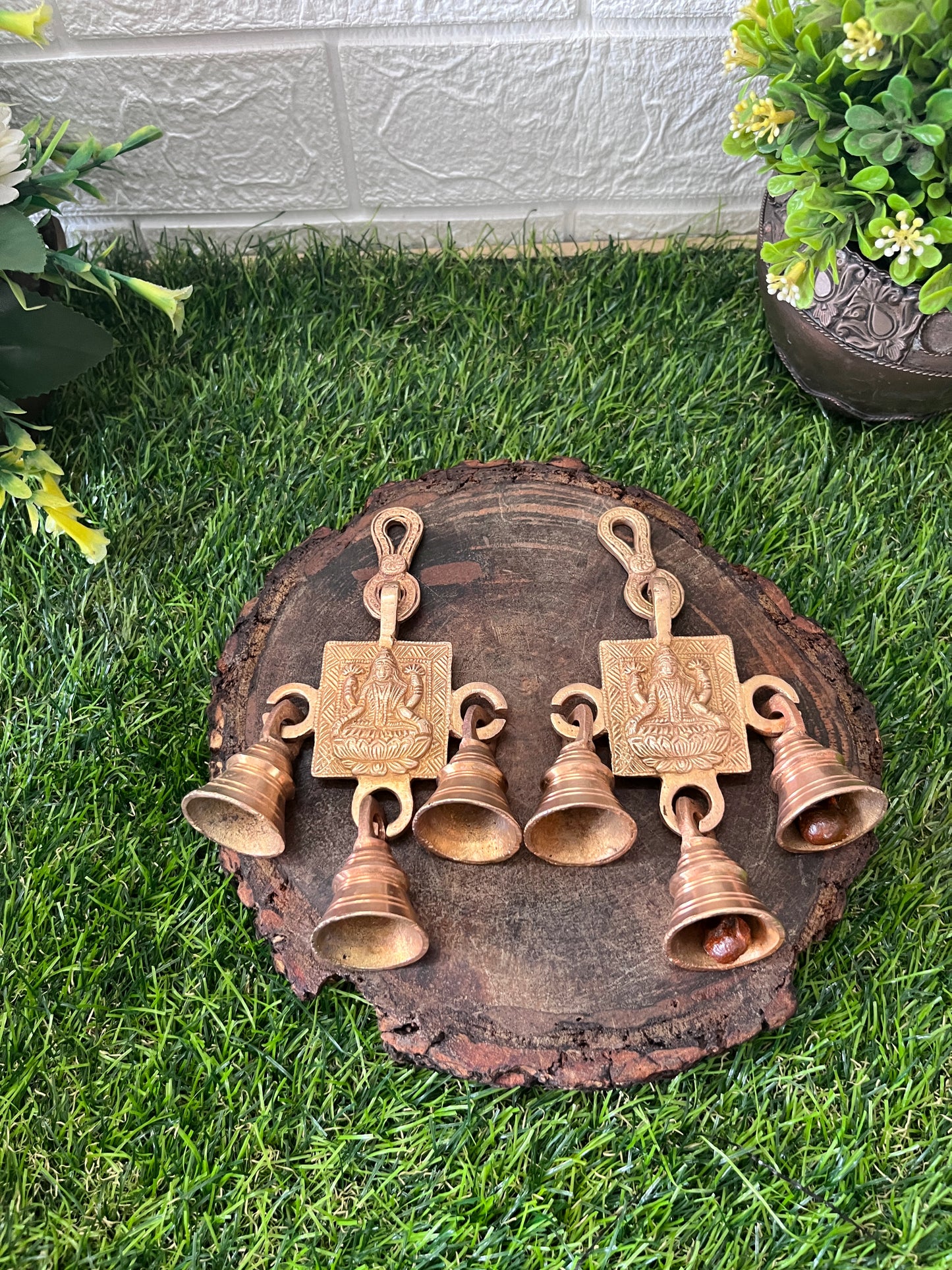 Brass Hanging Bells In Pair - Antique Hanging Decor Items - Bombay Antiques