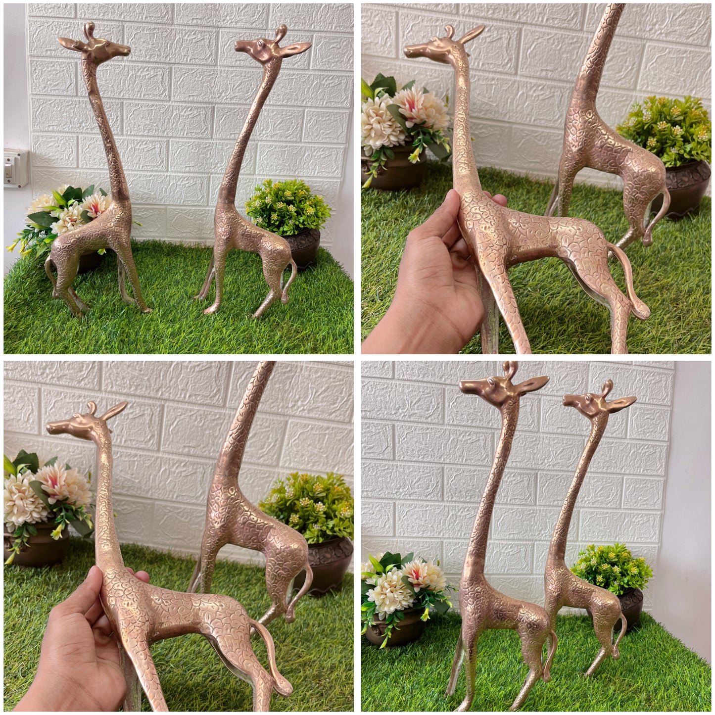 Brass Giraffes In Pair - Antique Animal Figurine - Bombay Antiques