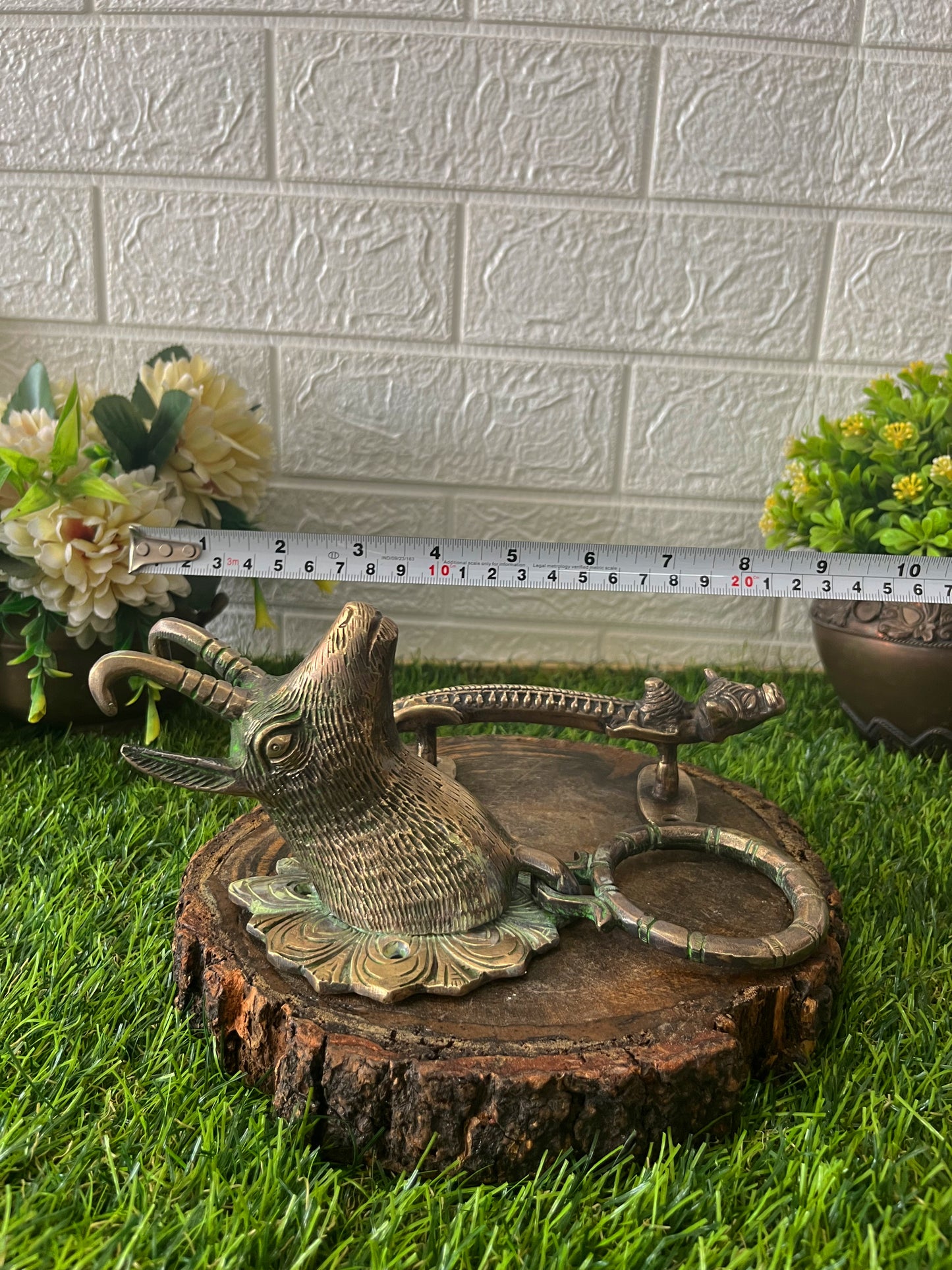 Brass Door Handle And Door Knocker - Antique Kadi/Animal - Bombay Antiques