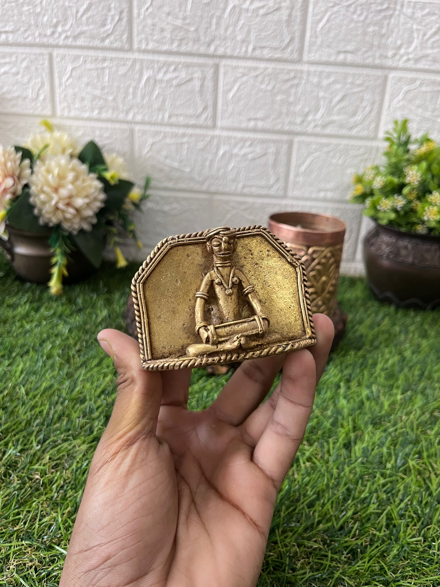 Brass Tissue And Copper Pen Holder In Pair - Antique Decors - Bombay Antiques