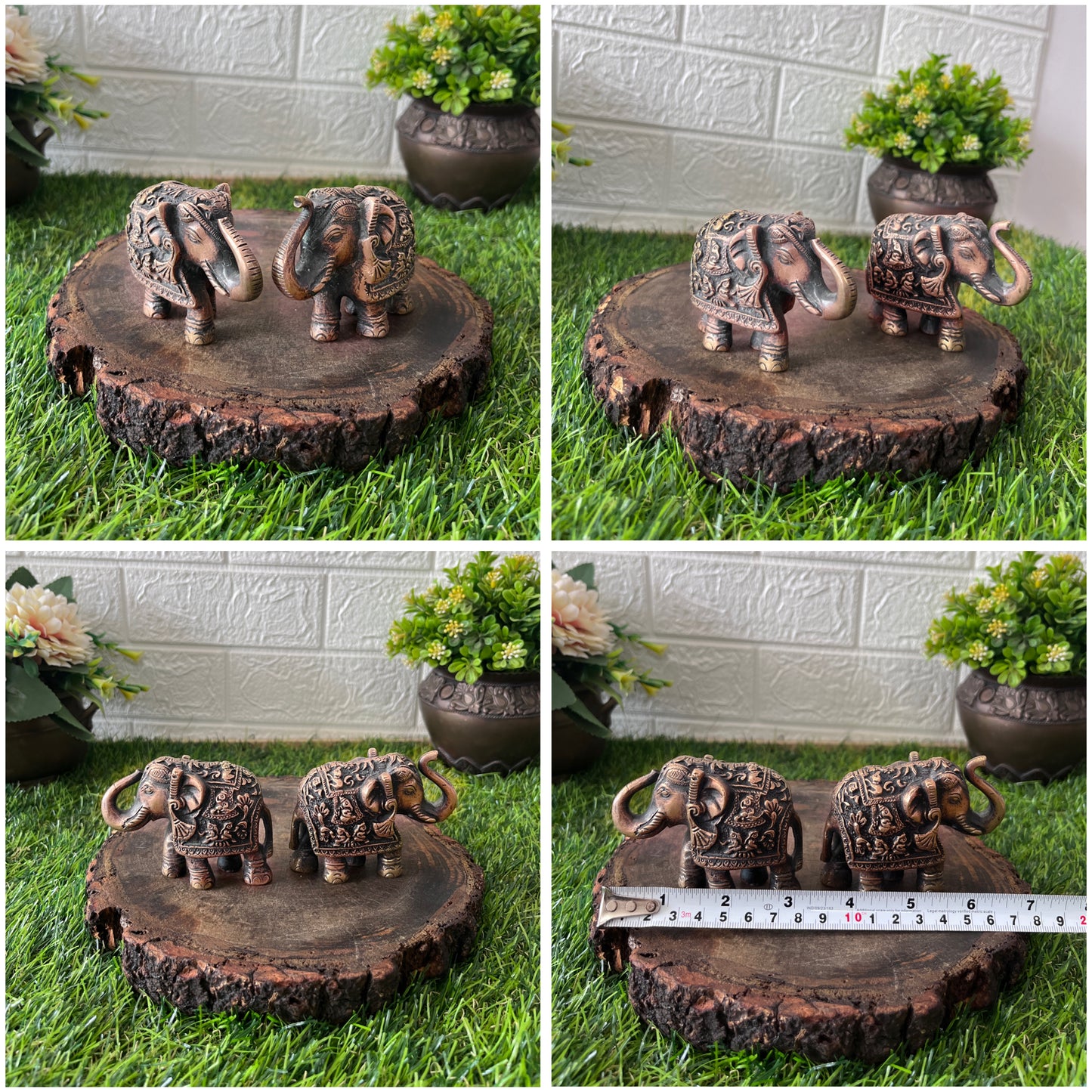 Brass Elephant - Antique Small Elephant In Pair - Bombay Antiques