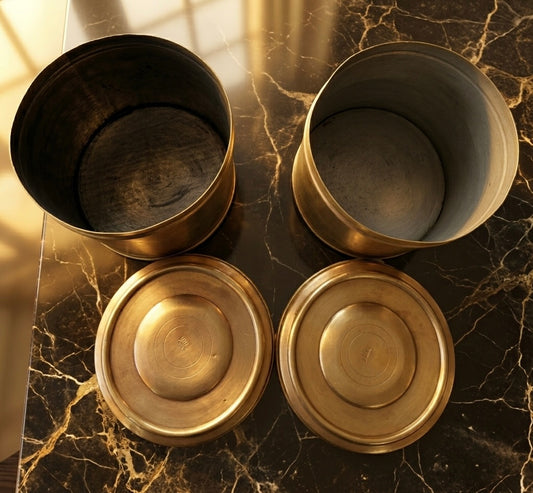 Antique Brass Storage Box Pair | Traditional Kitchen & Décor Utility