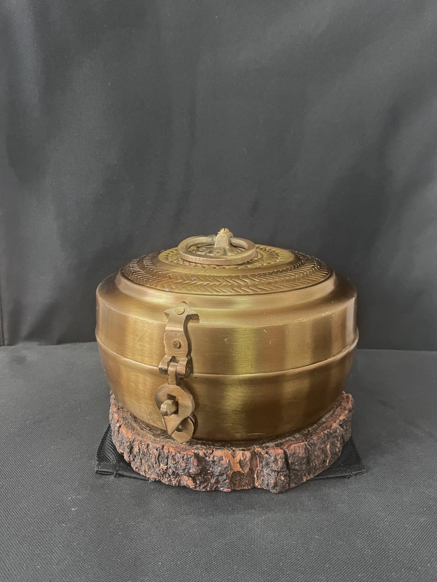 Brass Vintage Kadi Dabba With Lock - Bombay Antique Approved - Bombay Antiques