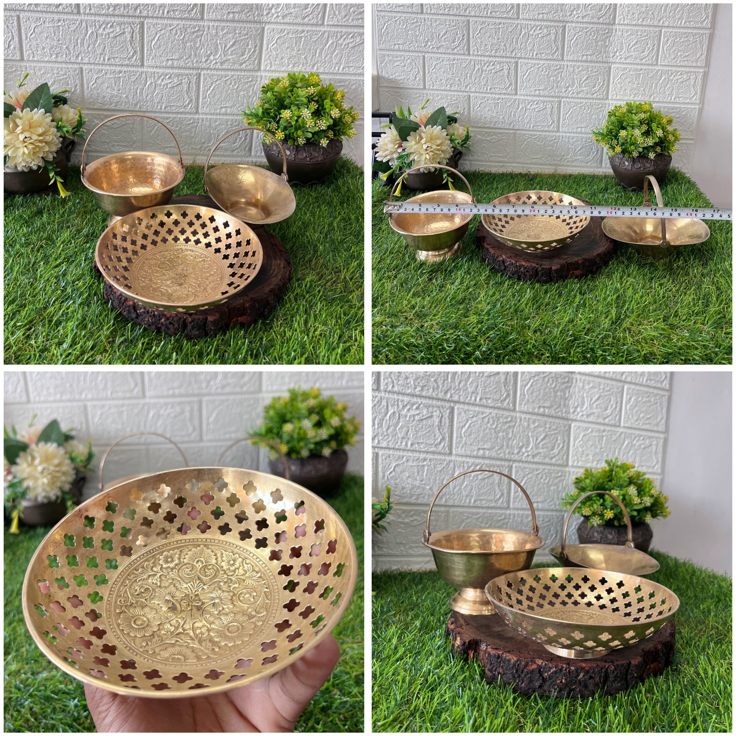 Brass Decor Bowls - Antique Brass Set Of 3 - Bombay Antiques