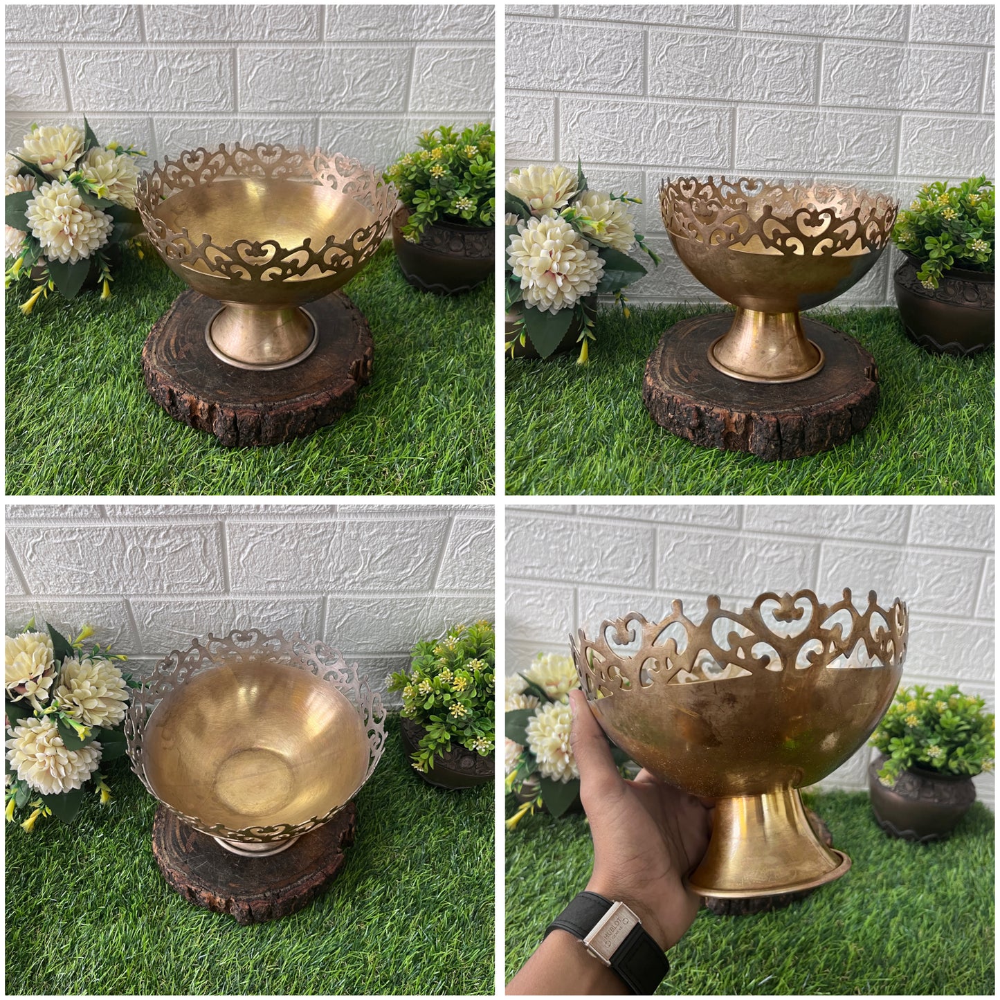 Antique Brass Fruit Bowl - Serving Item - Bombay Antiques