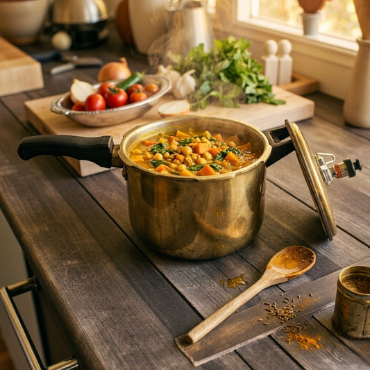 5L Brand New Brass Cooker with Kalai Coating | Traditional Cookware & Kitchen Decor