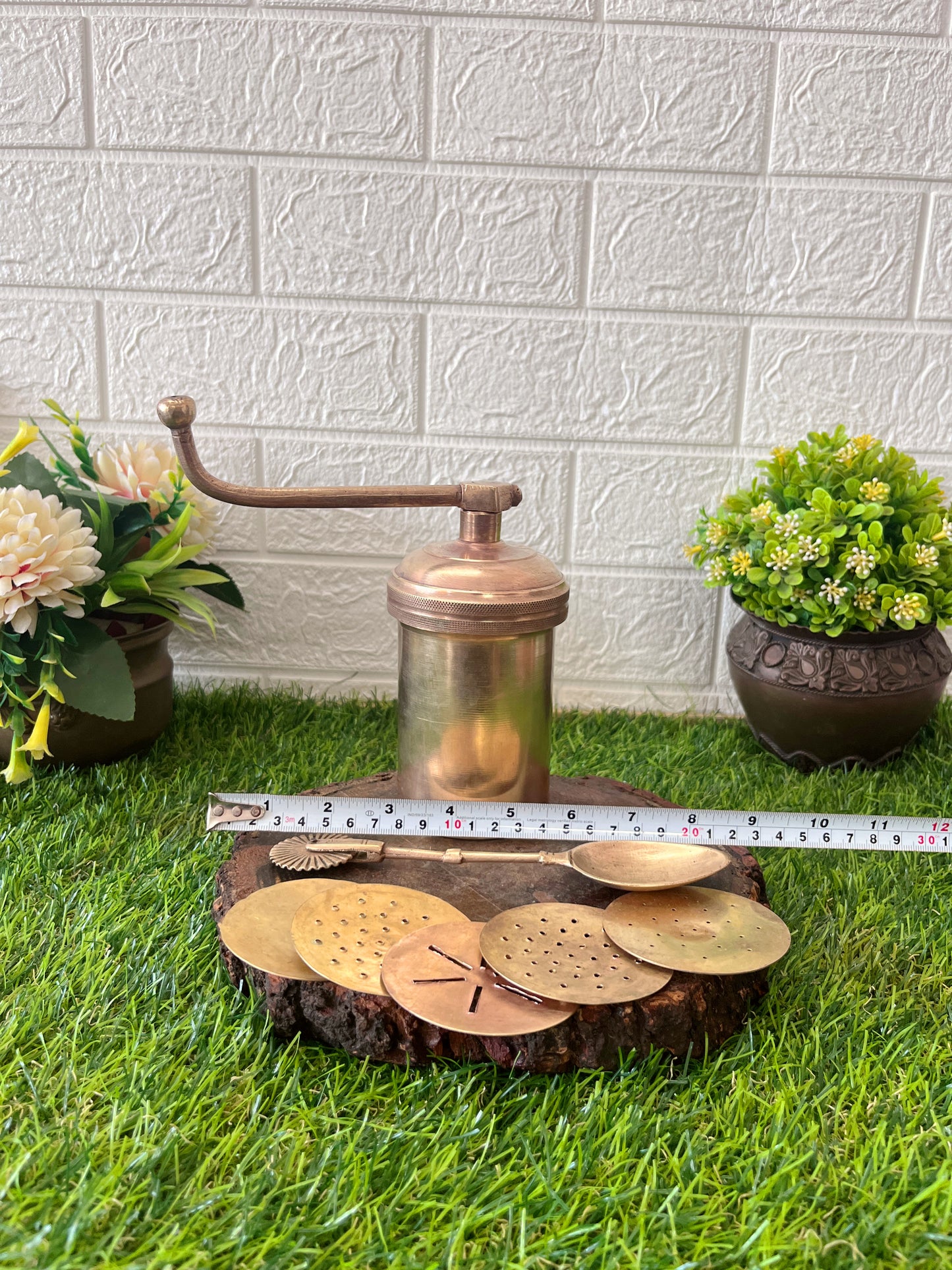 Brass Chakali Maker With Dough Cutter -Antique Mould - Bombay Antiques