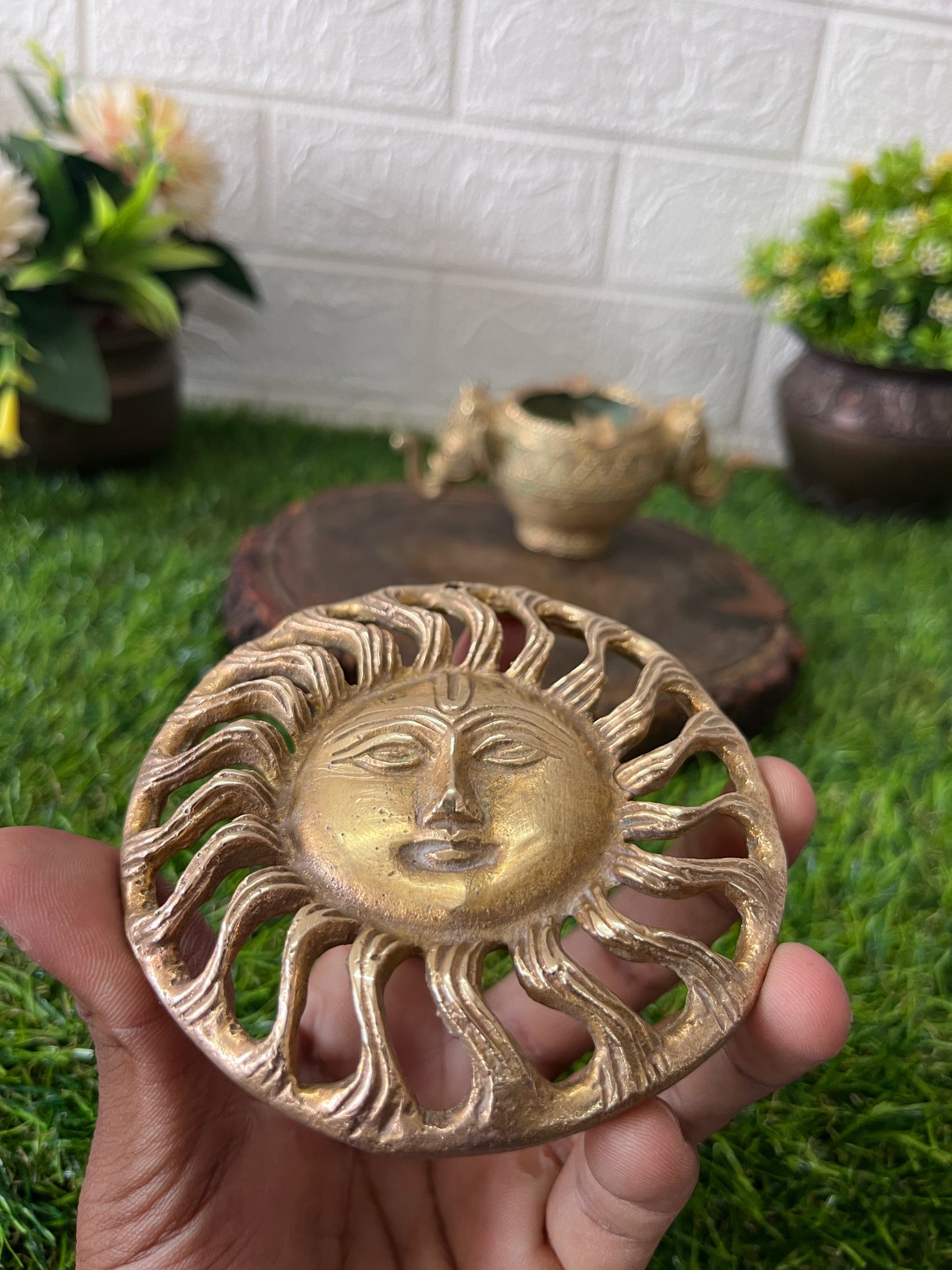 Brass Elephant Bowl And Surya In Pair - Antique Decors - Bombay Antiques