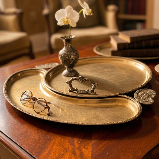 1978 Antique Brass Royal Plate | Large Heritage Brass Display Plate