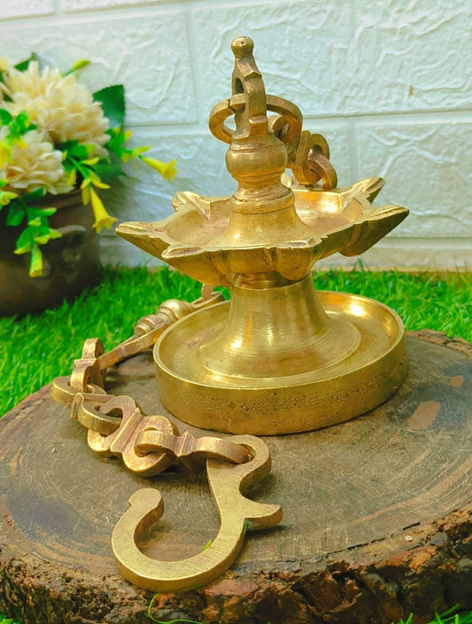 Antique Brass Lamandiva - Hanging Oil Lamp Diya