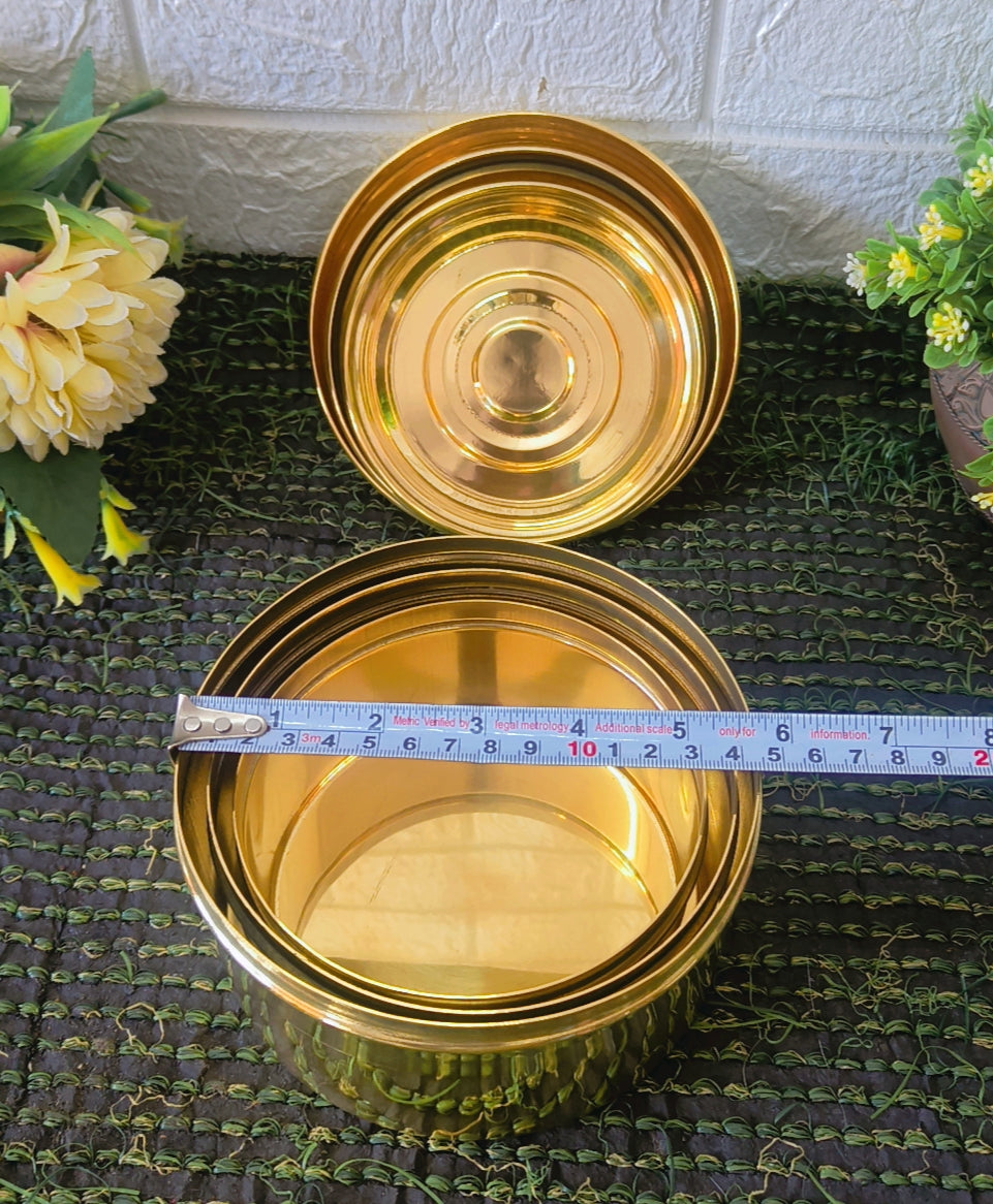 Antique Brass Laddu box Set of 3 - Storage Box