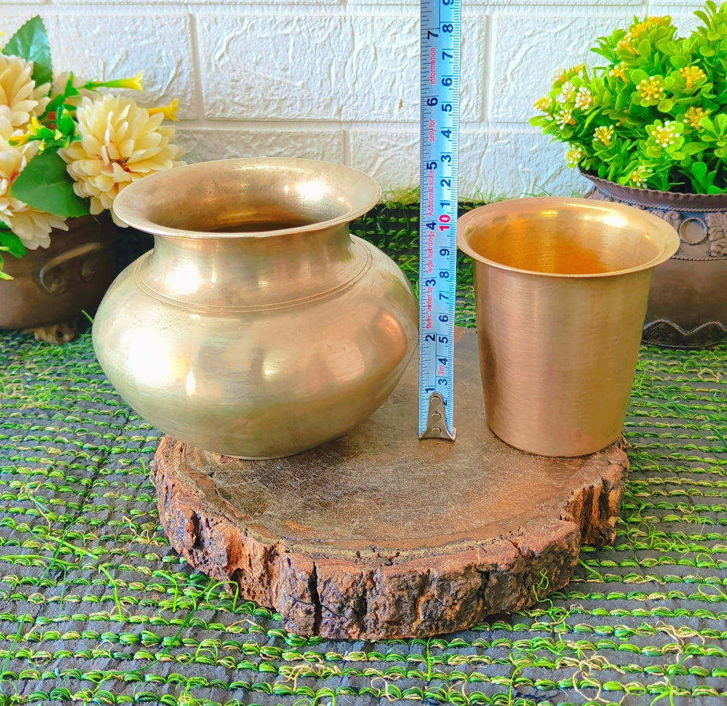 Antique Bronze Kalash with Brass Glass