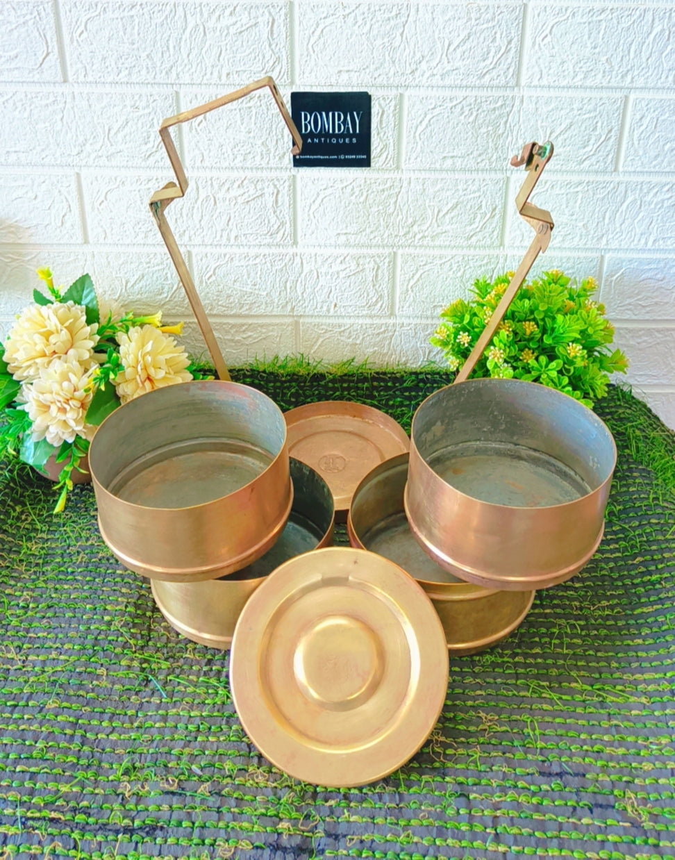 Antique Brass Big Size Tiffin Box | Pital Lunch Box