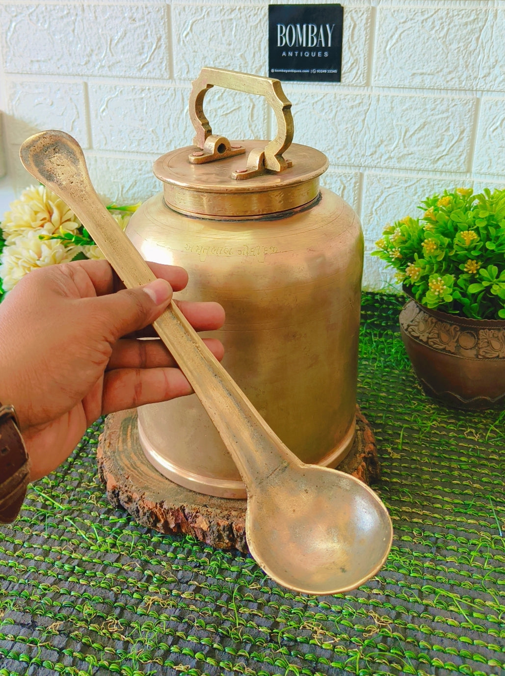 Antique Brass Canister | Storage Box With Ladle | Rare Traditional Ketli
