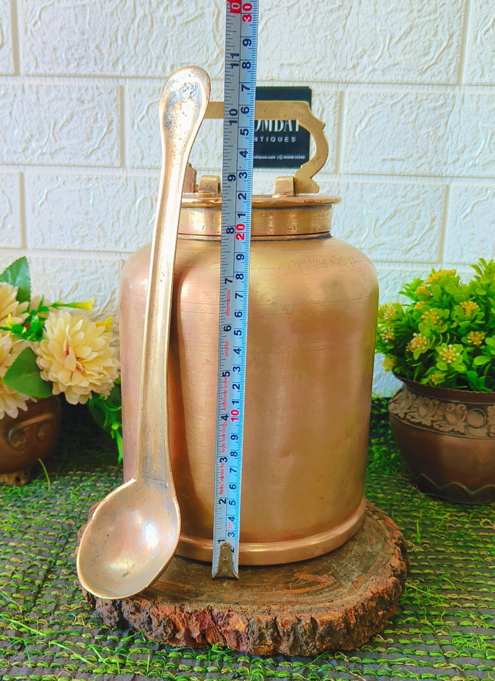 Antique Brass Canister | Storage Box With Ladle | Rare Traditional Ketli