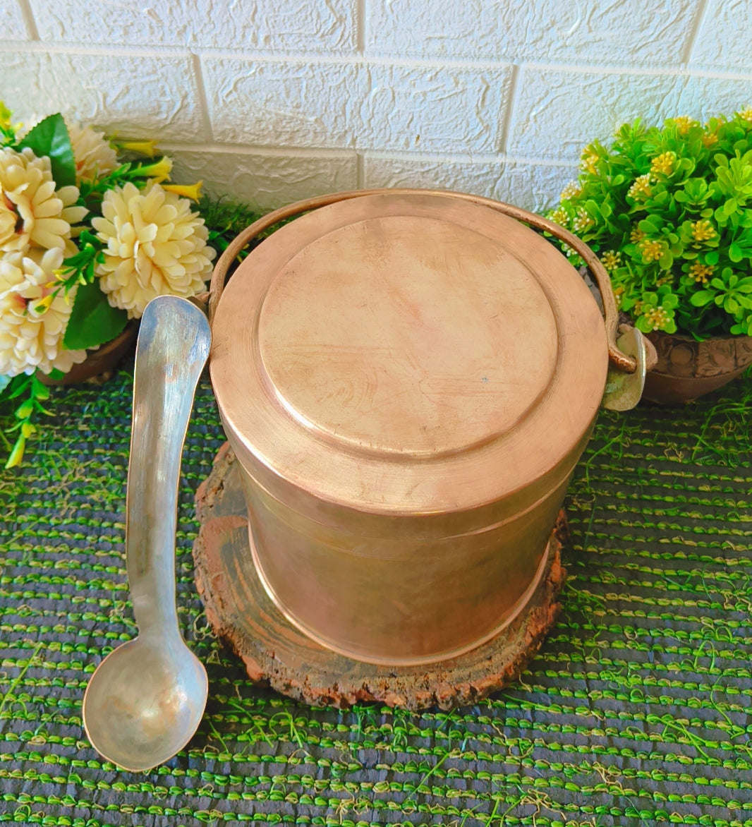 Antique Brass Storage Box with Ladle