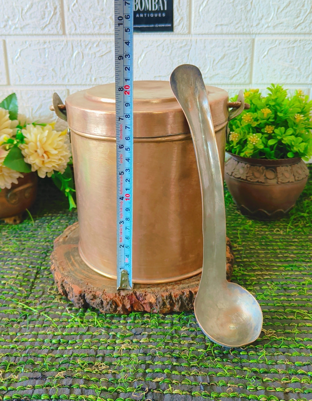 Antique Brass Storage Box with Ladle