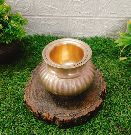 Antique Bronze Kalash With Brass Pela | Kansa Lota with Glass | Traditional Kitchen Utensil