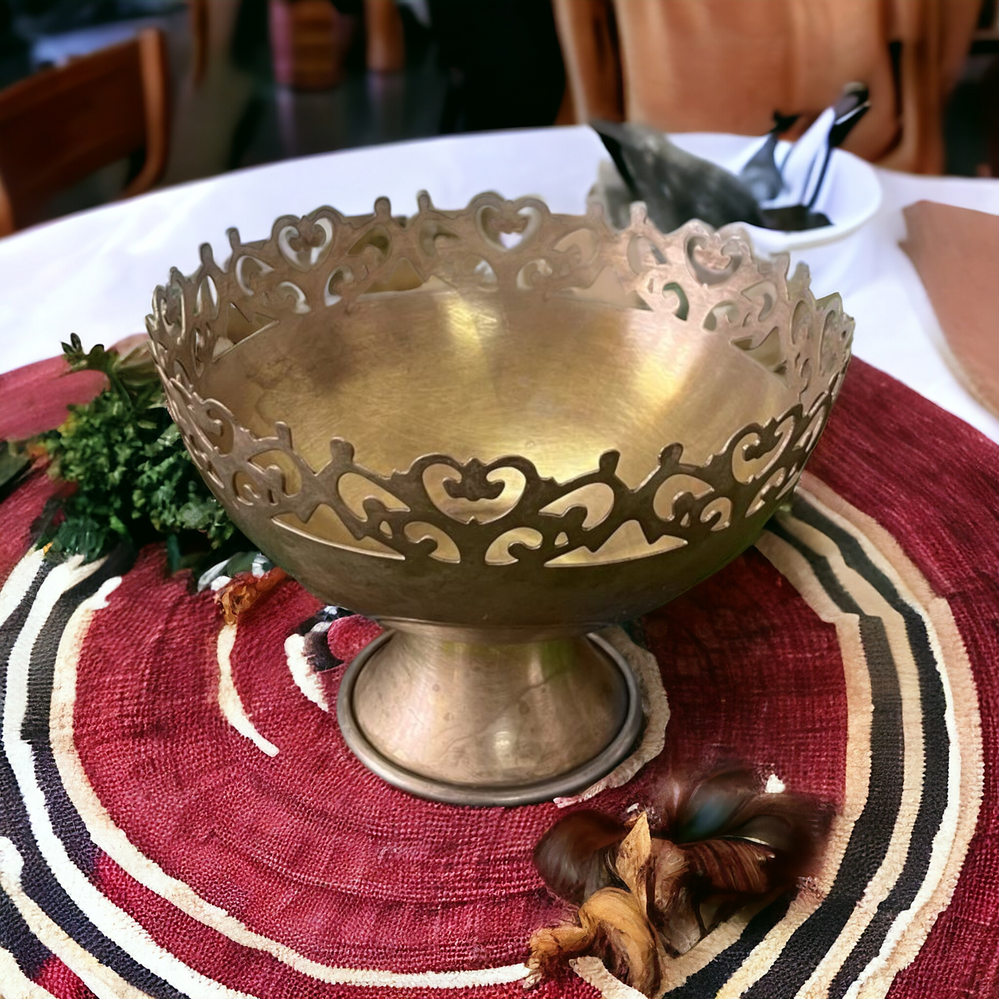 Antique Brass Fruit Bowl - Serving Item - Bombay Antiques