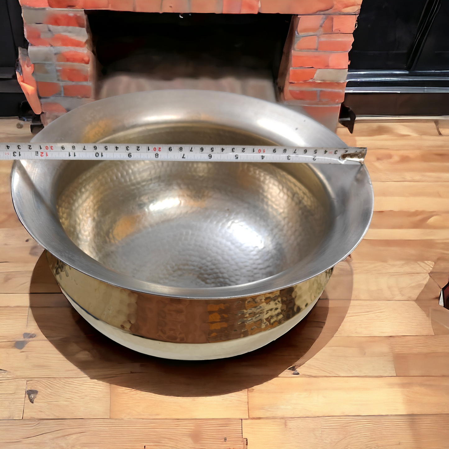 Vintage Brass Big Size Cooking Bowl - Unused Condition - Bombay Antiques