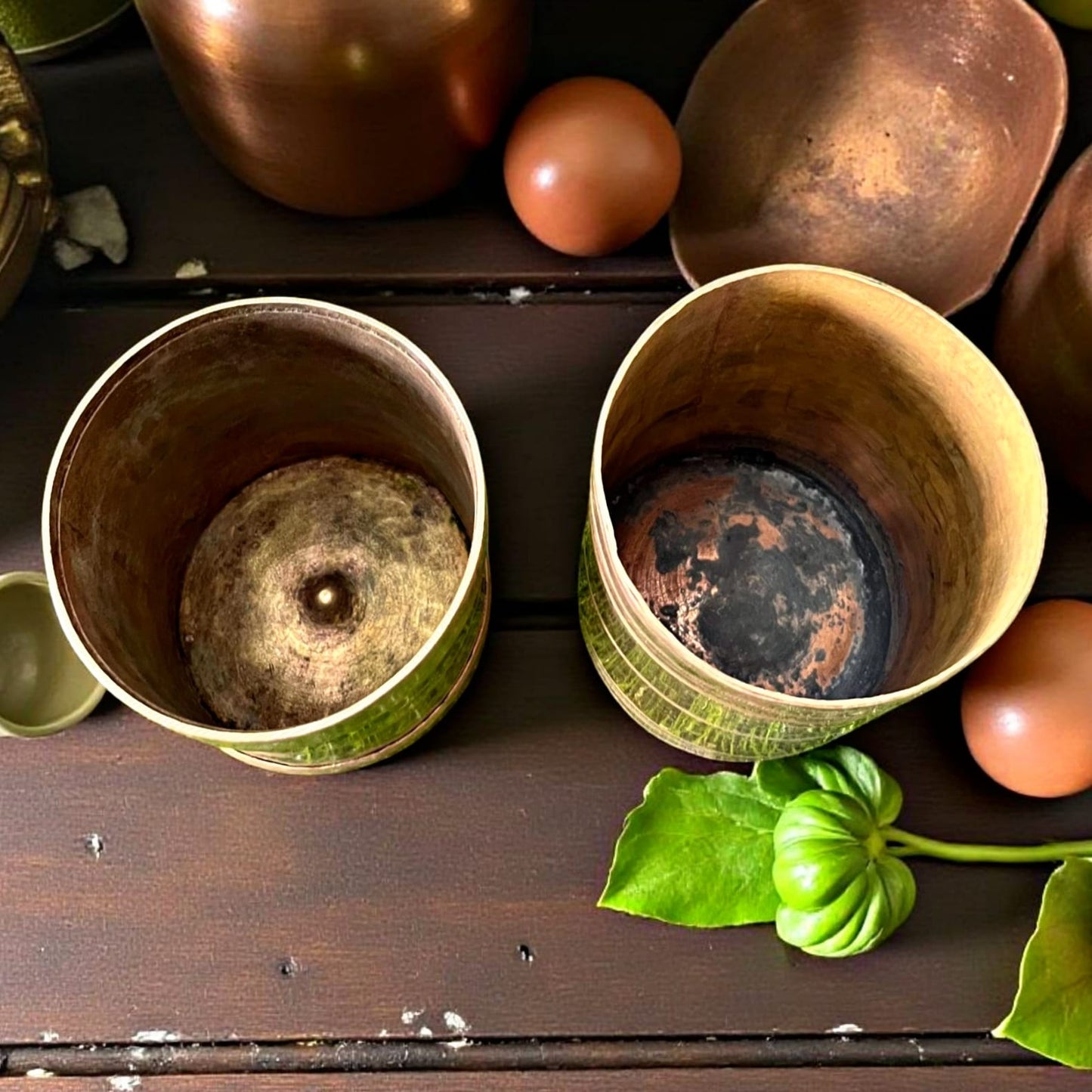Antique Brass Mugs Pair, 1976 | Traditional Drinkware & Home Décor Collection - Bombay Antiques