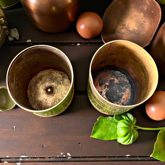 Antique Brass Mugs Pair, 1976 | Traditional Drinkware & Home Décor Collection