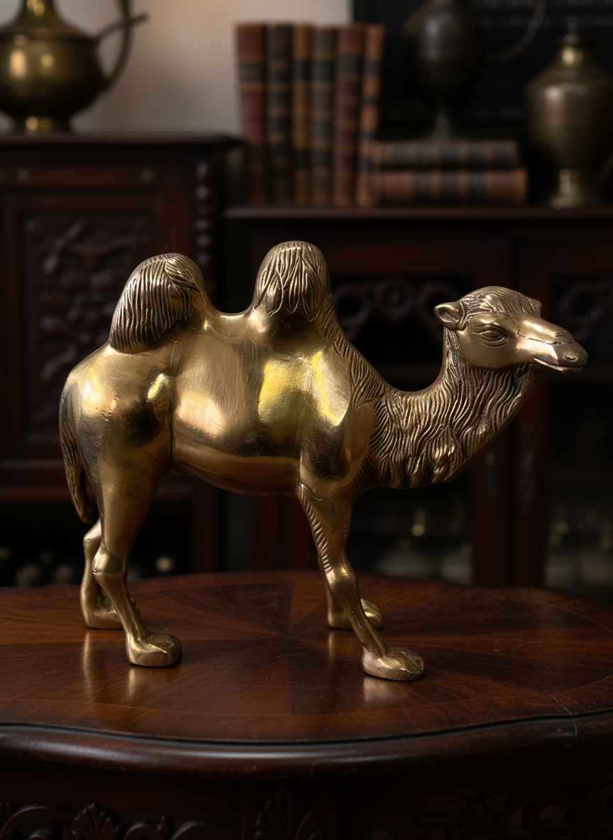 1962 Antique Brass Camel Figurine | Solid Brass Décor Accent