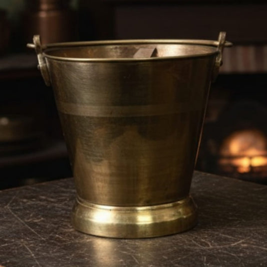 1984 Antique Brass Small Bucket and Jug Pair | Classic Brass Décor and Utility Set