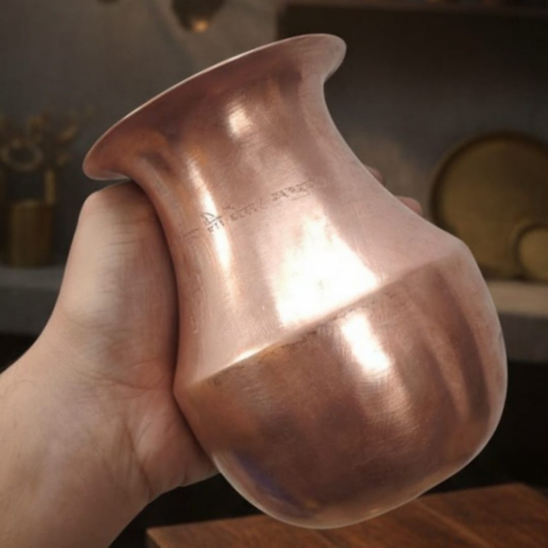 1987 Antique Copper Kalash Pair | Traditional Copper Collectible Set