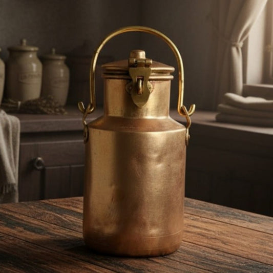 1971 Antique Brass Milk Container | Traditional Brass Storage Collectible