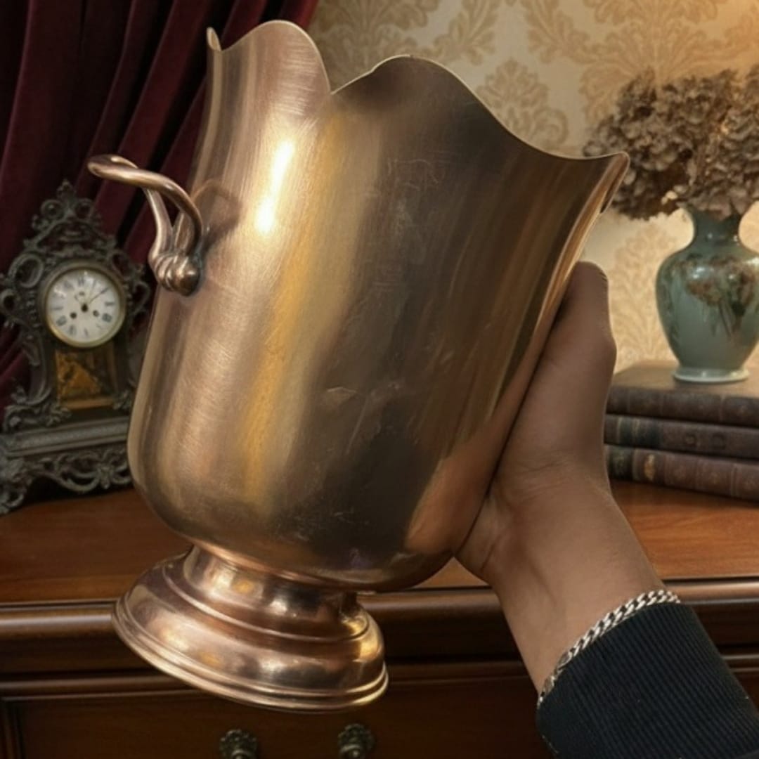1985 Antique Brass Ice Bucket | Traditional English Serving Vessel