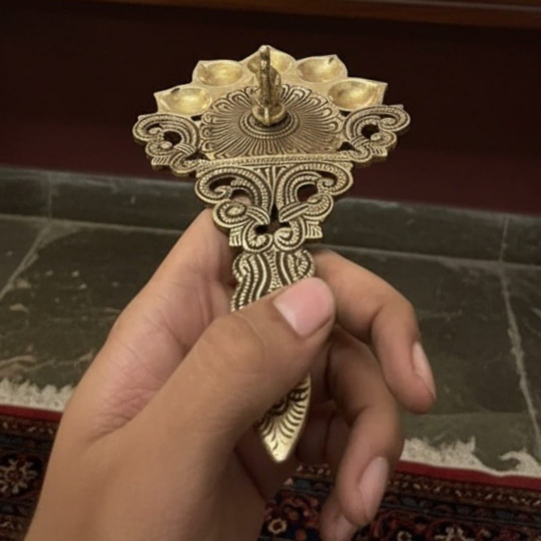 1977 Antique Brass Diya Pair | Elegant Decorative Lamps