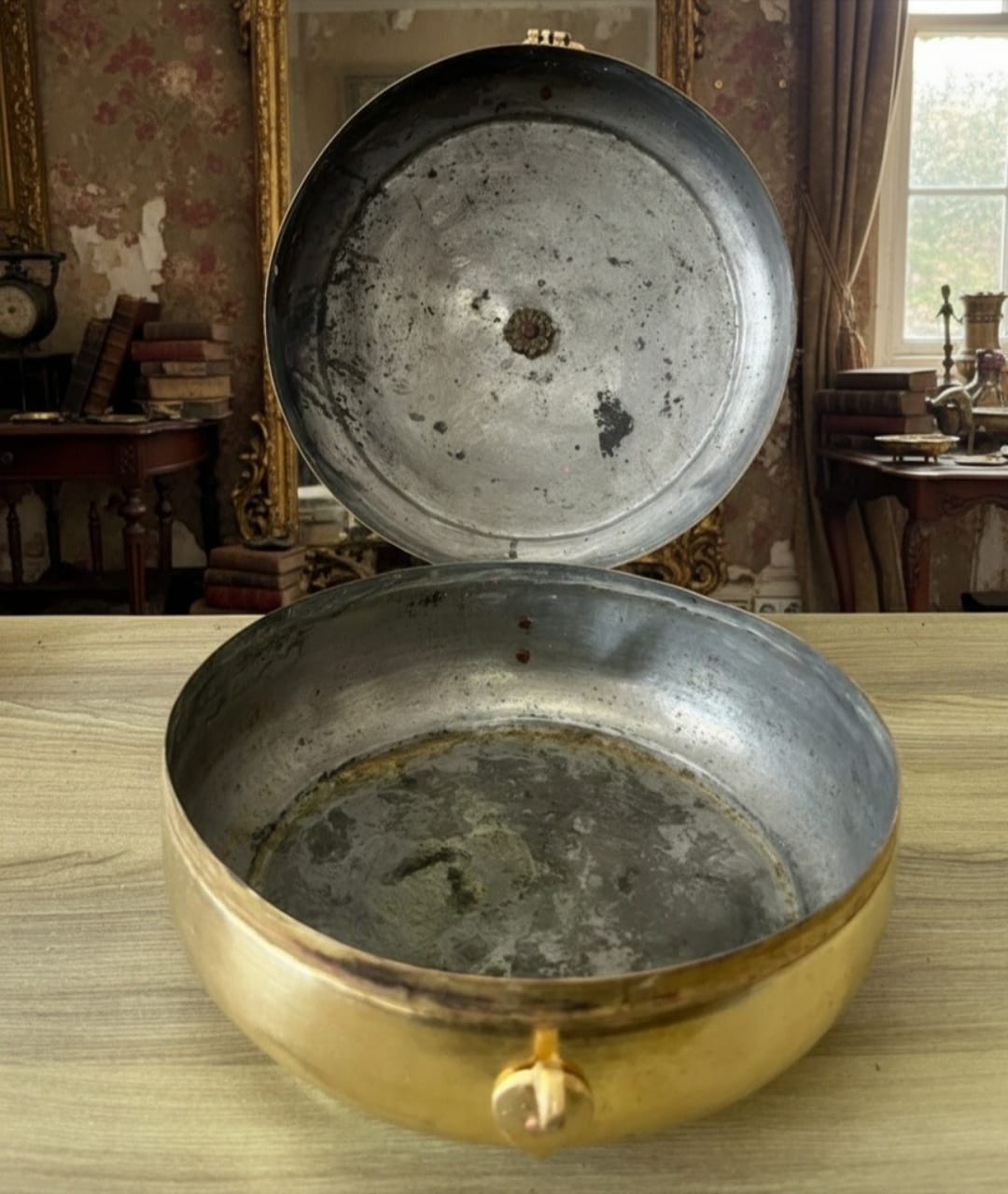 1987 Antique Brass Engraved Storage Box | Ornate Container