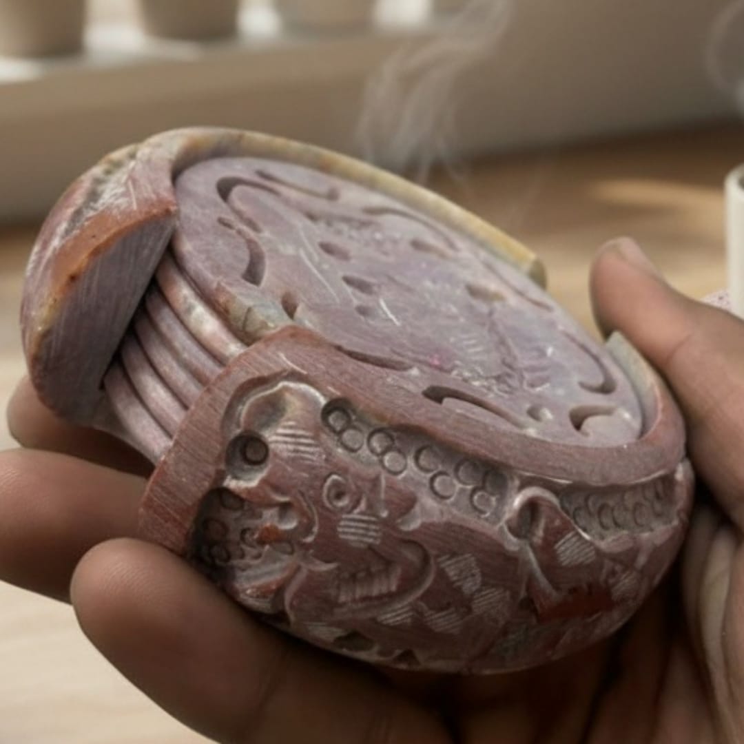 1991 Antique Stone Coasters | Elegant Natural Stone Table Accents