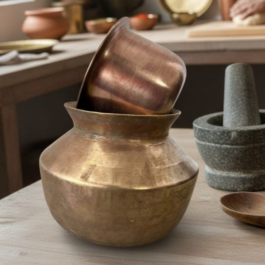 1978 Antique Brass Kalash with Brass Pyala | Classic Brass Kalash Set