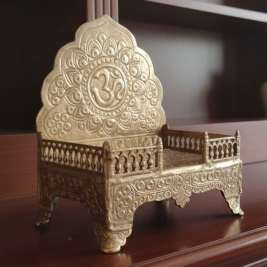 1988 Antique Brass Small Singhasan | Decorative Brass Display Stand