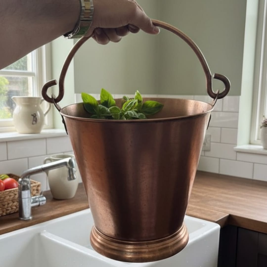 1979 Antique Brass Balti / Bucket | Large Brass Utility Vessel