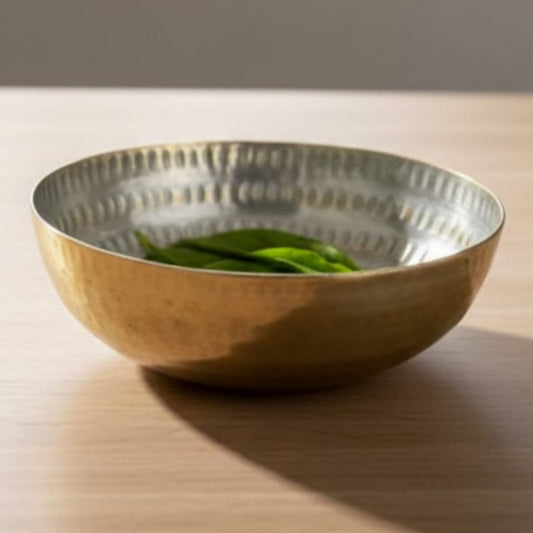 1981 Antique Brass Pyala Set of 6 | Silver-Coated Engraved Drinking Bowls - Bombay Antiques