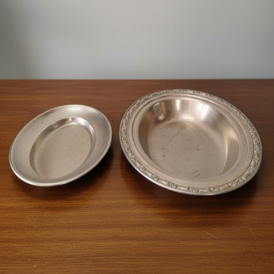 1989 Antique Brass Serving Tray Pair with Ornated Borders | Decorative Brass Table Trays - Bombay Antiques