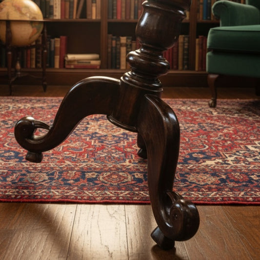1994 Antique Teakwood Pedestal Accent Table | Classic Round Pedestal Display Table - Bombay Antiques
