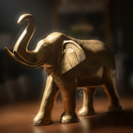 Antique Brass Big Elephant | Decorative Brass Statement Piece | Made in 1959