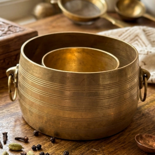 Antique Brass Planter Pair | Decorative Brass Planters | Made in 1982